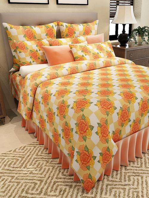 orange cotton printed double bedsheet set - 11579343 - Very Small Image - 1