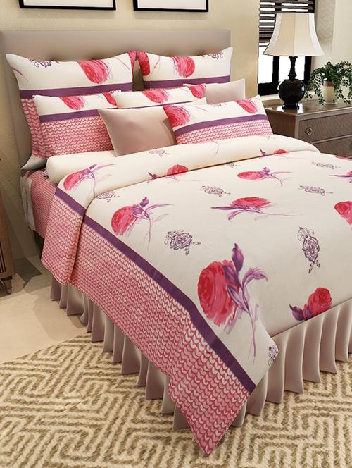 pink cotton printed double bedsheet set - 11579379 - Very Small Image - 1