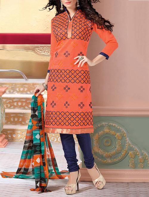 orange cotton dress material - 11580016 - Very Small Image - 1
