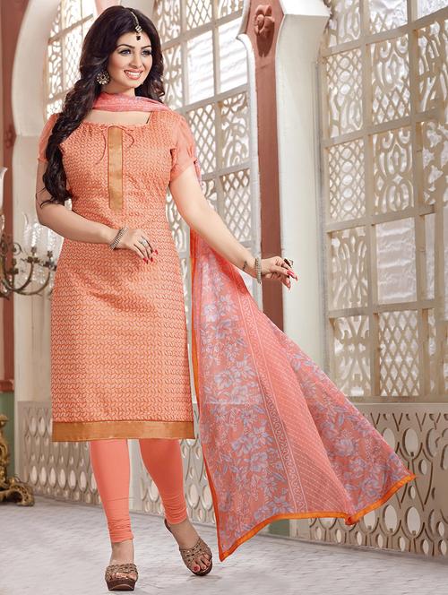 orange cotton dress material - 11580019 - Very Small Image - 1