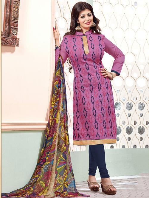 pink chanderi dress material - 11580020 - Very Small Image - 1