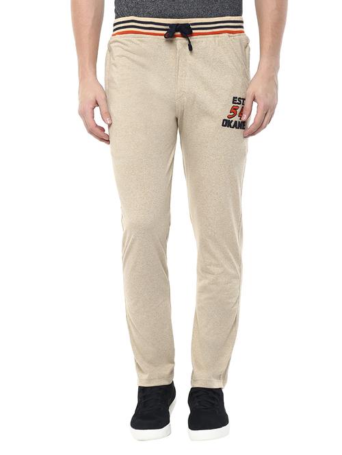 beige cotton ankle length track pant - 11580251 - Very Small Image - 1