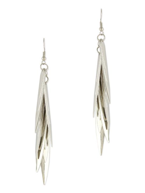 silver studded metallic hanging earrings - 1158093 - Very Small Image - 1