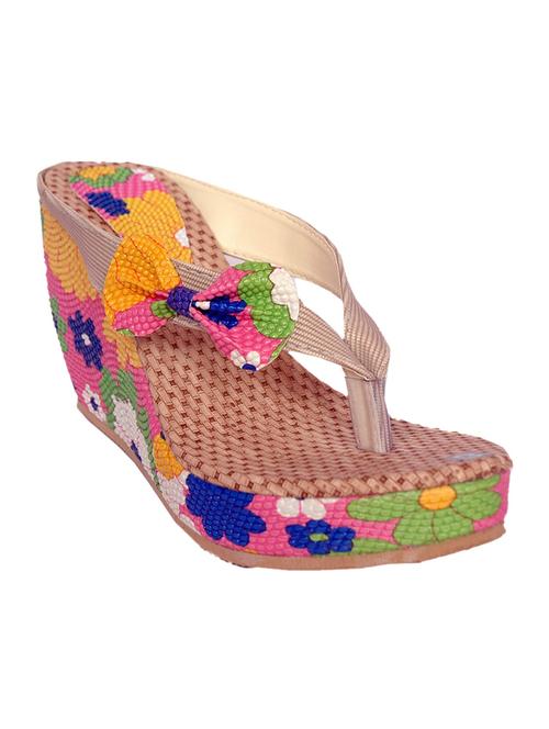multi leatherette floral printed wedges - 11584495 - Very Small Image - 1