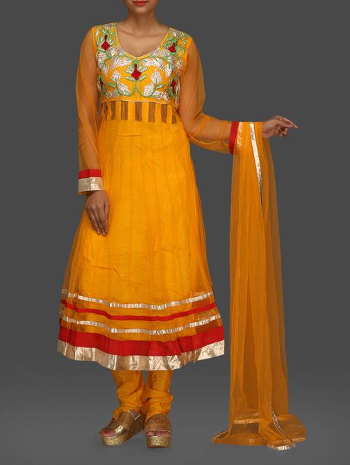 yellow embroidered net suit set - 1158450 - Very Small Image - 1