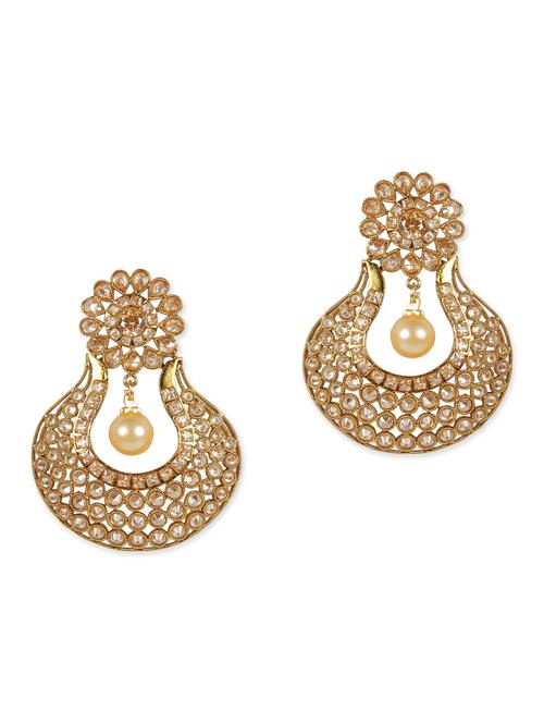 gold metal studded drop earrings - 11587092 - Very Small Image - 1