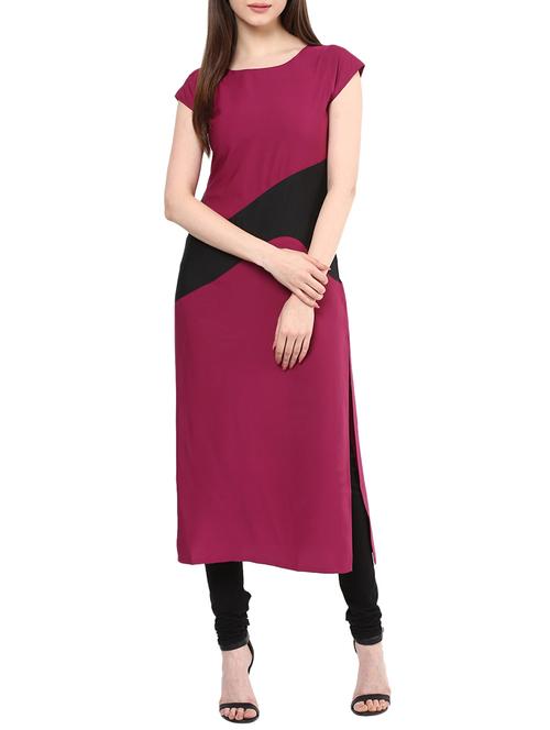 color block straight long kurta - 11587407 - Very Small Image - 1