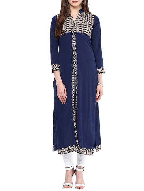 blue crepe kurta - 11587409 - Very Small Image - 1