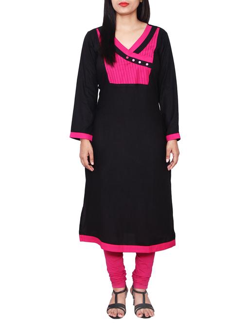 black plain rayon kurta - 11588723 - Very Small Image - 1