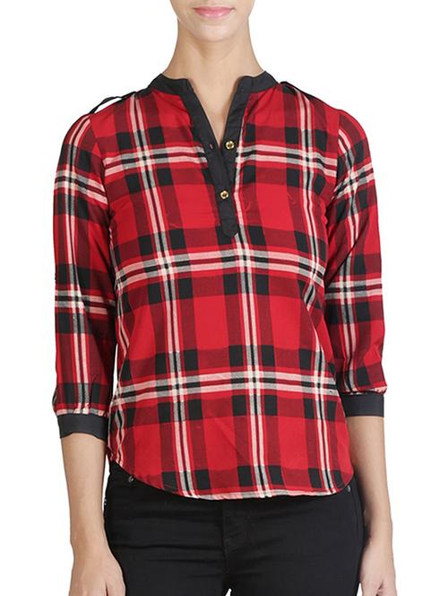 red polyester regular top - 11589270 - Very Small Image - 1