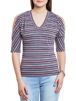 cold shoulder striped - 11590746 - Very Small Image - 1