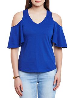 cold shoulder solid top - 11590761 - Very Small Image - 1