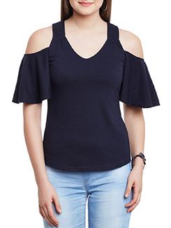 cold shoulder solid top - 11590762 - Very Small Image - 1