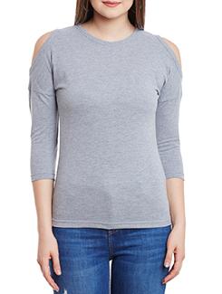 cold shoulder solid top - 11590775 - Very Small Image - 1