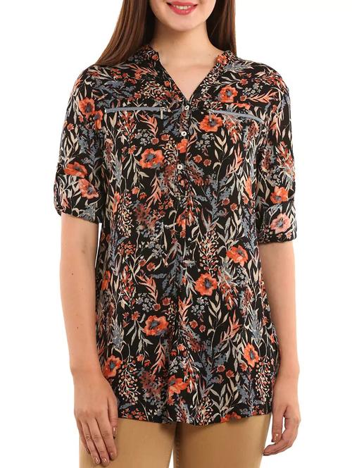 black printed viscose top - 11591824 - Very Small Image - 1