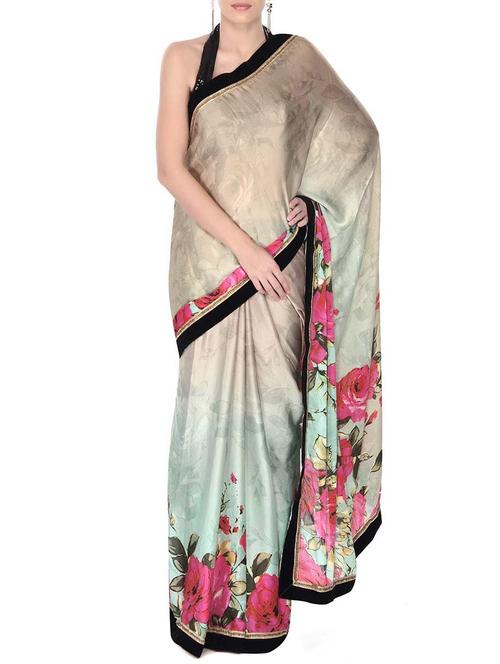 multi colored georgette printed saree with blouse - 11592333 - Very Small Image - 1