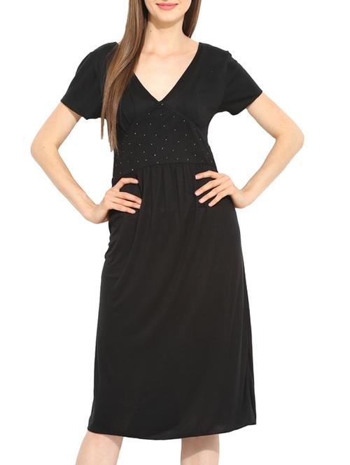 solid black viscose dress - 11593360 - Very Small Image - 1
