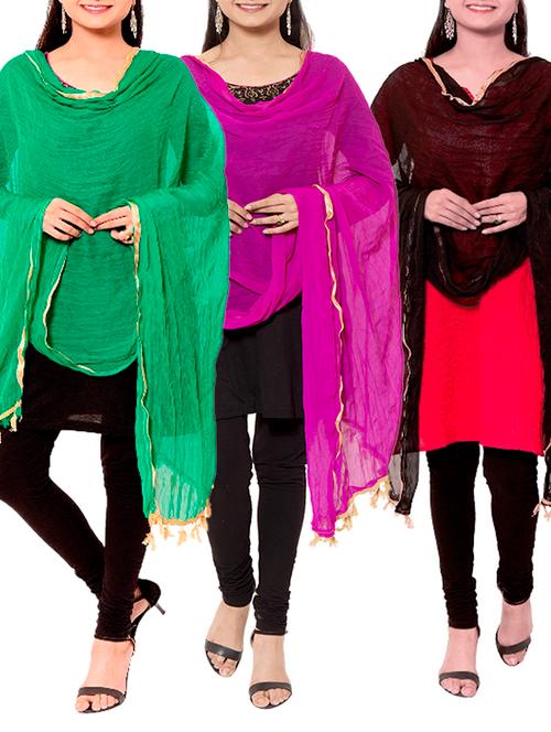 multi colored chiffon dupatta - 11593449 - Very Small Image - 1