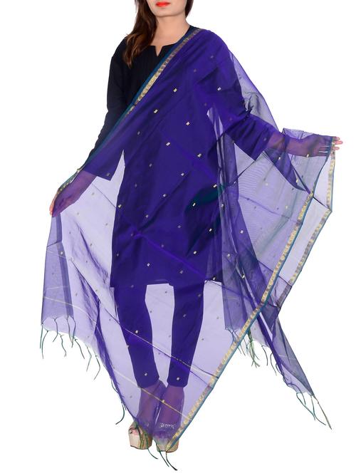 navy blue chanderi dupatta - 11593918 - Very Small Image - 1