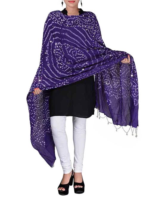 dark blue bandhani printed cotton dupatta - 11593950 - Very Small Image - 1