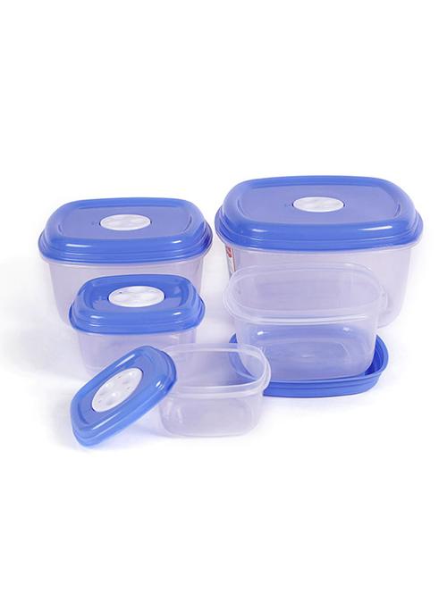 princeware fresh vent square blue storage container - set of 5 - 11594017 - Very Small Image - 1
