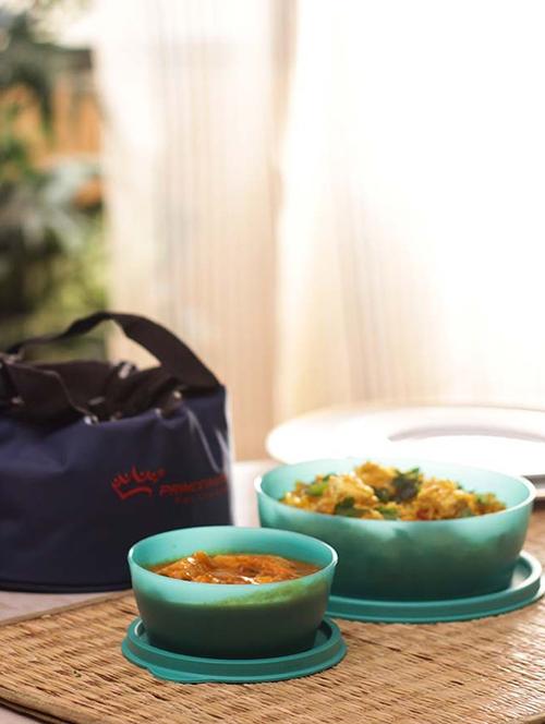 princeware easy store green plastic lunch box with insulated bag - set of 2 - 11594180 - Very Small Image - 1