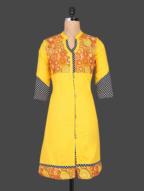 quarter sleeves printed cotton kurta - 1159621 - Very Small Image - 1