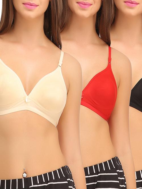 set of 3 multi colored cotton regular bra - 11596577 - Very Small Image - 1