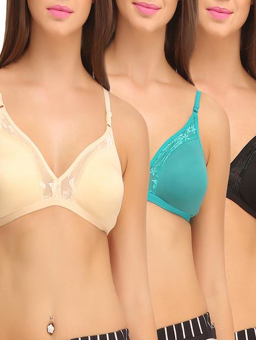 set of 3 multi colored cotton regular bra - 11596578 - Very Small Image - 1