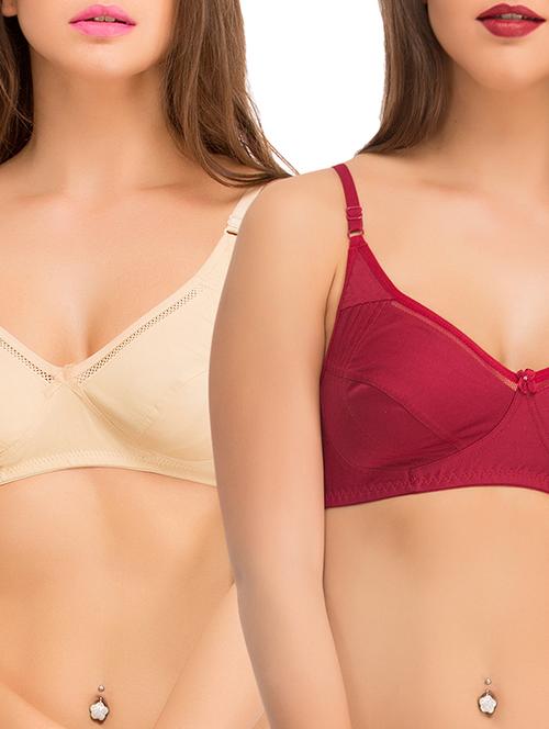 set of 2 multi colored cotton regular bra - 11596596 - Very Small Image - 1