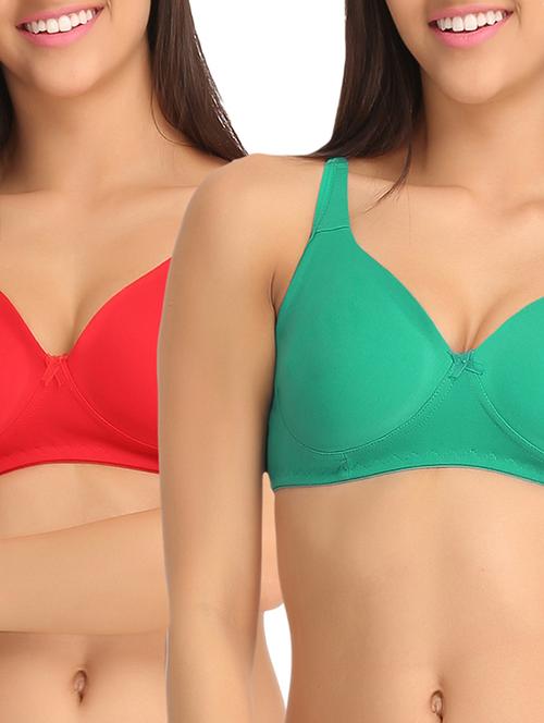 set of 2 multi colored cotton regular bra - 11596601 - Very Small Image - 1
