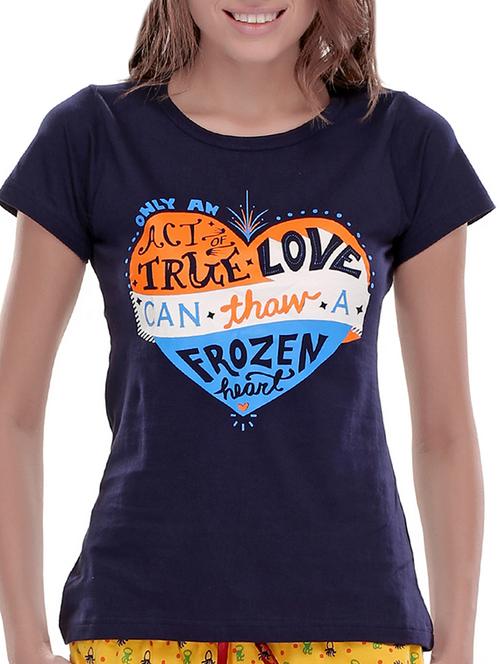 blue printed cotton regular tee - 11596776 - Very Small Image - 1