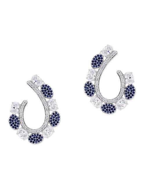 blue silver studs earrings - 11596941 - Very Small Image - 1
