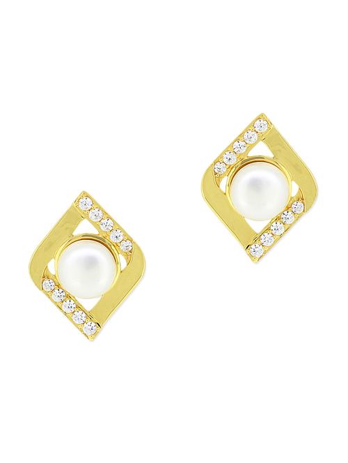 golden white studs earrings - 11596966 - Very Small Image - 1