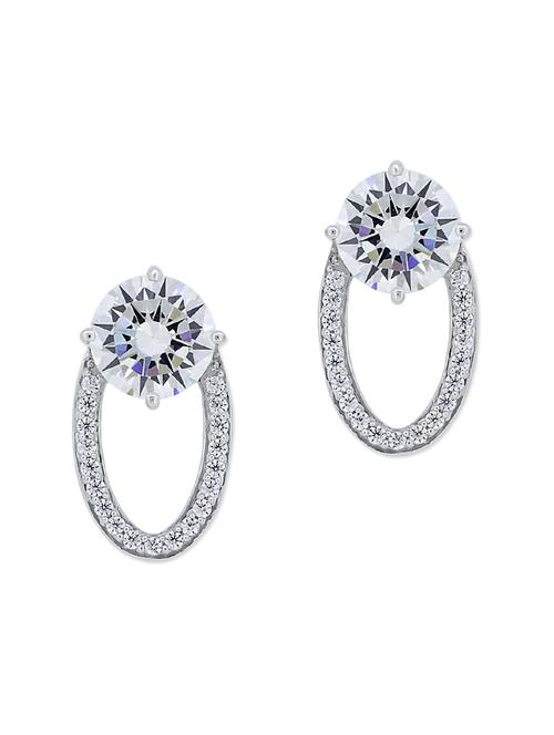 silver crystal studs earrings - 11596973 - Very Small Image - 1