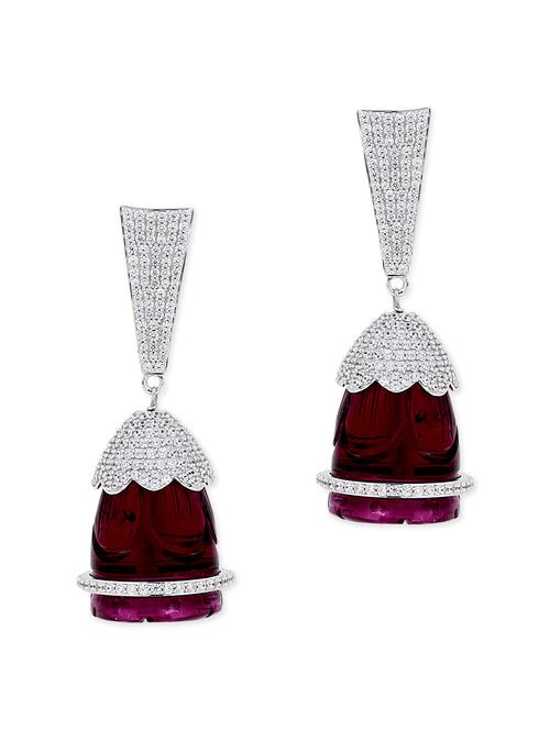 red silver drop earrings - 11597045 - Very Small Image - 1