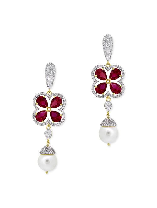 red silver drop earrings - 11597061 - Very Small Image - 1