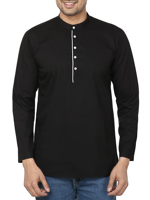 black cotton kurta - 11599158 - Very Small Image - 1