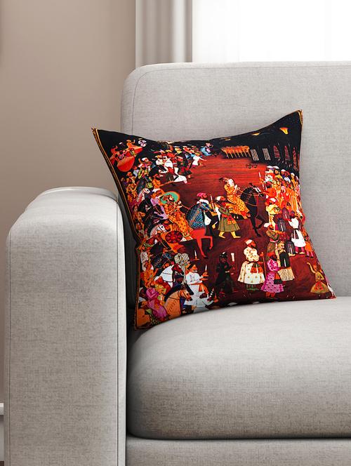 brown cotton printed cushion cover - 11599559 - Very Small Image - 1