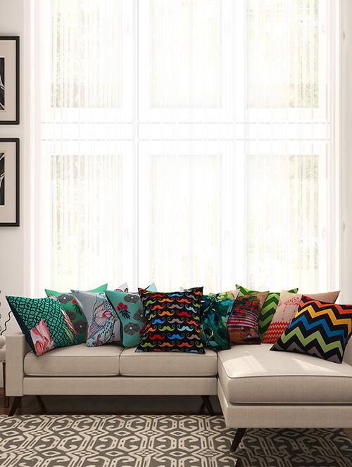 multicoloured cotton printed cushion cover (set of 8) - 11599576 - Very Small Image - 1