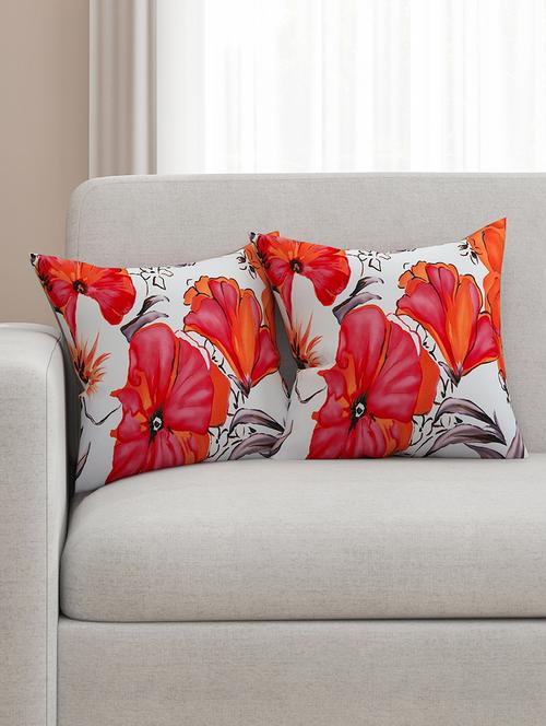 white cotton printed cushion cover (set of 2) - 11600595 - Very Small Image - 1