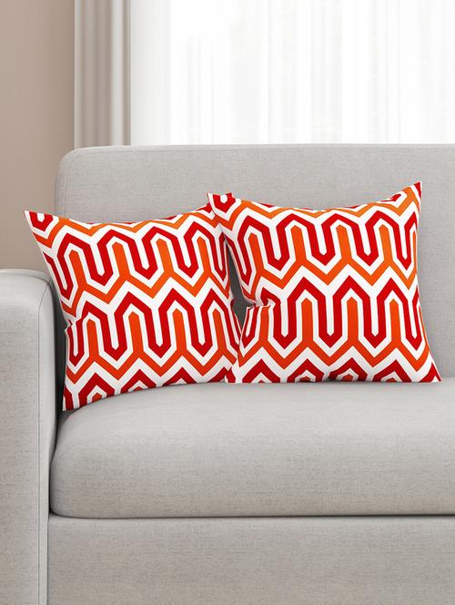 white cotton printed cushion cover (set of 2) - 11600609 - Very Small Image - 1