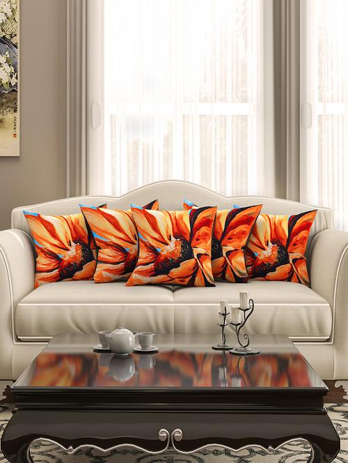 orange cotton printed cushion cover (set of 5) - 11600618 - Very Small Image - 1