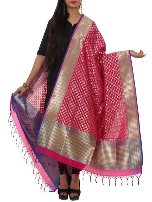 pink pure silk dupatta - 11600857 - Very Small Image - 1