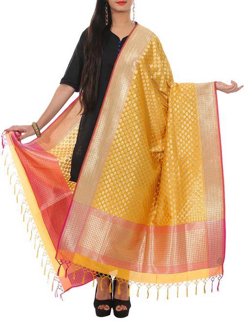 yellow silk dupatta - 11600860 - Very Small Image - 1