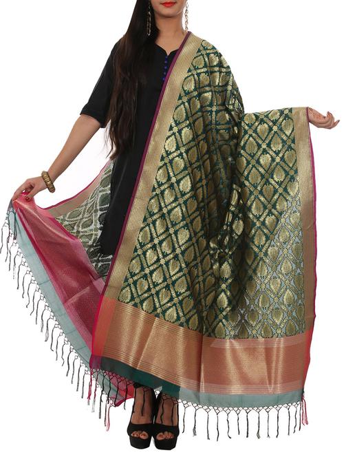 green pure silk dupatta - 11600877 - Very Small Image - 1