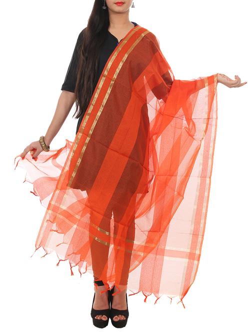 orange cotton dupatta - 11600893 - Very Small Image - 1