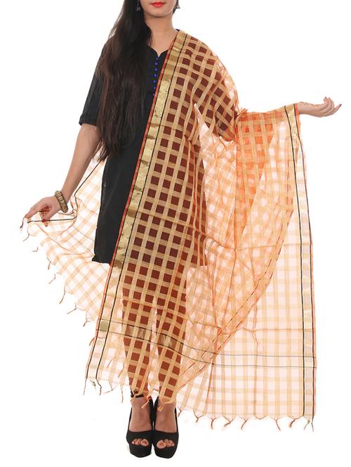 orange cotton dupatta - 11600904 - Very Small Image - 1