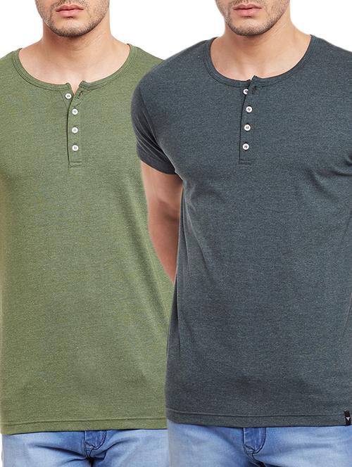 dark grey and olive t-shirt set - 11601747 - Very Small Image - 1