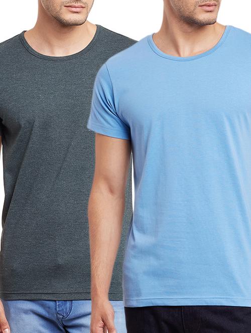 dark grey and sky blue t-shirt set - 11601757 - Very Small Image - 1